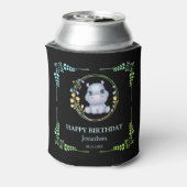 Rafraîchisseur Pour Canette Cute Hippopotamus Fleur Wreath Anniversaire Noir (Can Dos)