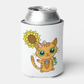 Rafraîchisseur Pour Canette Cute Kawaii Chat Holding Fleur (Can devant)
