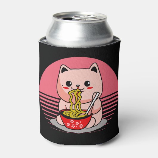 Rafraîchisseur Pour Canette Cute Kawaii chat ramen (Can devant)