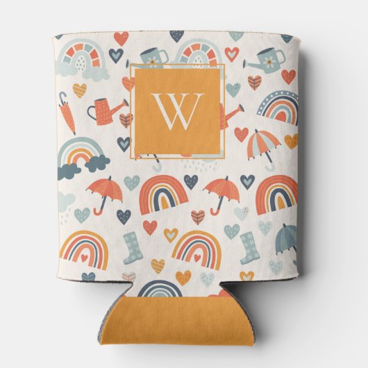 Rafraîchisseur Pour Canette Cute Orange Blue Spring Rainbow Clouds Motif (Dos)