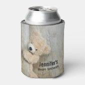 Rafraîchisseur Pour Canette Cute Ours Stuffé Baby shower Mur Rustique En Bois (Can devant)