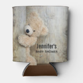 Rafraîchisseur Pour Canette Cute Ours Stuffé Baby shower Mur Rustique En Bois (Devant)