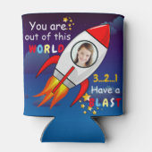 Rafraîchisseur Pour Canette Cute Outer Space Rocket Ship Blast Off Birthday (Dos)