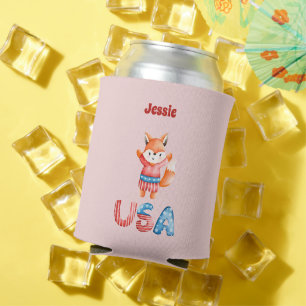 Rafraîchisseur Pour Canette Cute Patriotique Fox Personnalisé