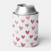 Rafraîchisseur Pour Canette Cute Pink Heart Pattern – Romantic &Stylish Design (Can devant)
