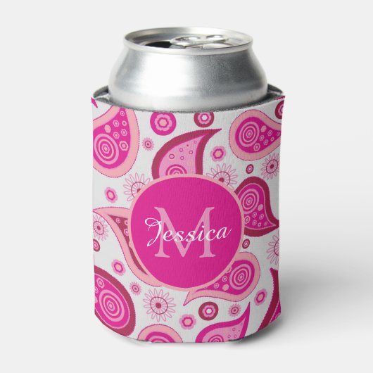 Rafraîchisseur Pour Canette Cute Pink Paisley Personalised (Can devant)