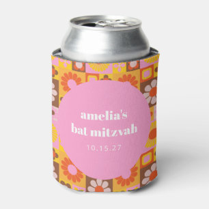 Rafraîchisseur Pour Canette Cute Retro Floral Rose Orange Bat mitzvah Personna