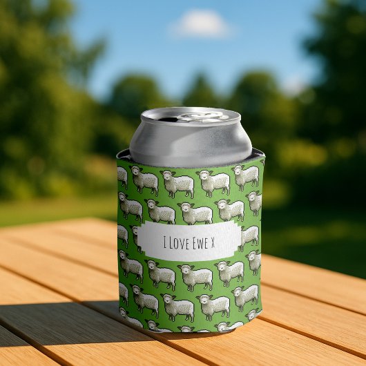 Rafraîchisseur Pour Canette Cute Sheep White & Woolly Flock Pixel Art Pattern