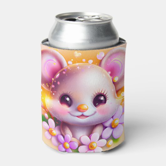 Rafraîchisseur Pour Canette Cute souris rose Kawaii (Can devant)