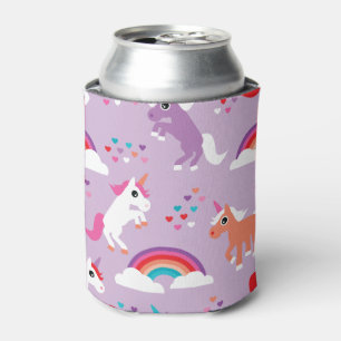 Rafraîchisseur Pour Canette Cute Unicorn Arc-en-ciel violet