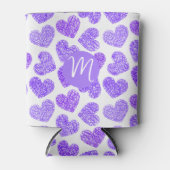 Rafraîchisseur Pour Canette Cute violet Doodled Heart Saint Valentin Monogramm (Devant)