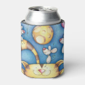 Rafraîchisseur Pour Canette Cute Whimsical Cat and Mouse Moon Art (Can devant)