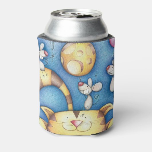 Rafraîchisseur Pour Canette Cute Whimsical Cat and Mouse Moon Art (Can Dos)