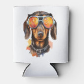 Rafraîchisseur Pour Canette Dachshund avec lunettes de soleil (Devant)