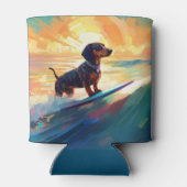 Rafraîchisseur Pour Canette Dachshund Beach Surf Peinture (Dos)