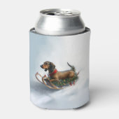 Rafraîchisseur Pour Canette Dachshund hiver neige de Noël (Can devant)