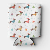 Rafraîchisseur Pour Canette Dachshunds dans le Motif des pulls de Noël (Devant)