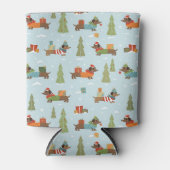 Rafraîchisseur Pour Canette Dachshunds festifs dans le Motif de neige (Devant)