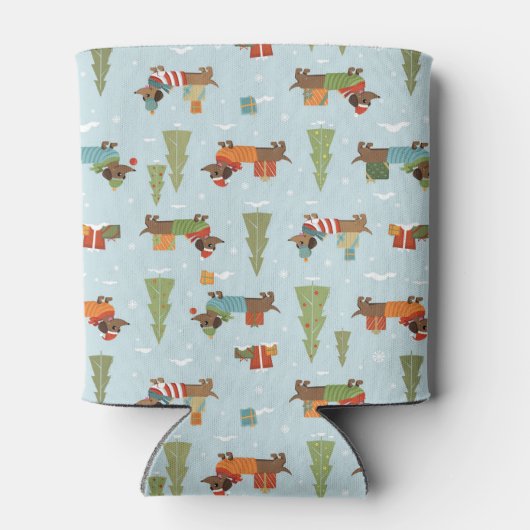 Rafraîchisseur Pour Canette Dachshunds festifs dans le Motif de neige (Dos)