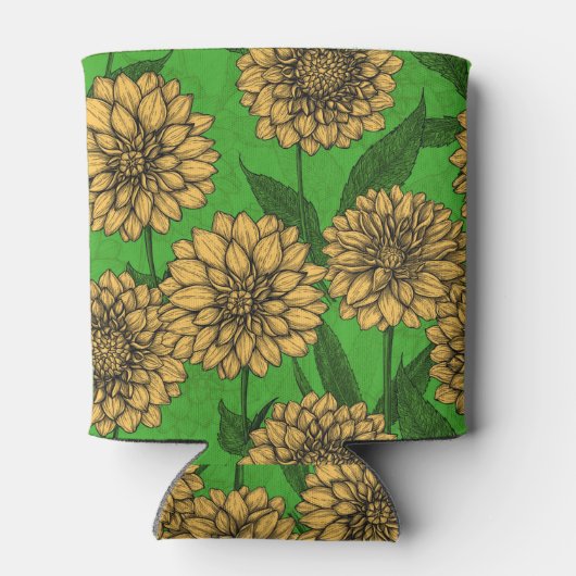 Rafraîchisseur Pour Canette Dahlias en jaune et vert (Dos)