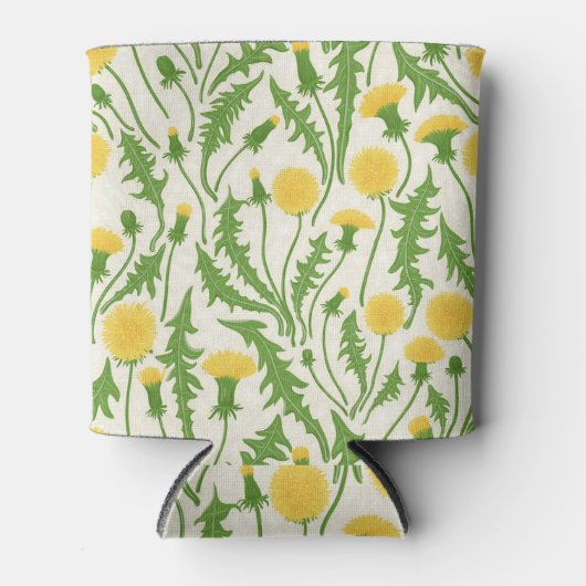 Rafraîchisseur Pour Canette Dandelions, vert, jaune et blanc (Devant)