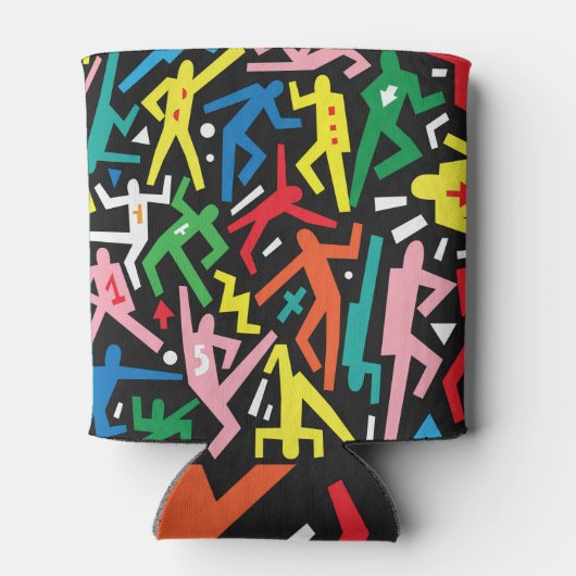 Rafraîchisseur Pour Canette Danser des gens, doodle set motif. (Dos)