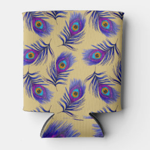 Rafraîchisseur Pour Canette De Belles Plumes De Peacock, Tirées À La Main.