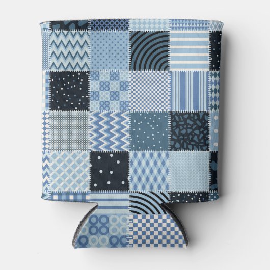 Rafraîchisseur Pour Canette Décor de courtepointe, patchwork géométrique, tons (Devant)