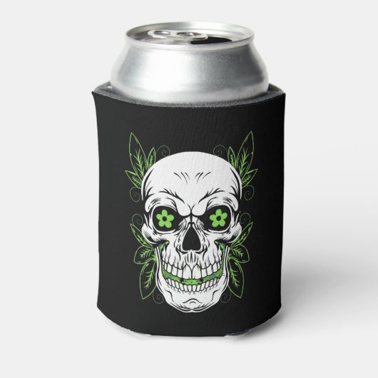 Rafraîchisseur Pour Canette Decorative Grinning Scull with Leaf Outlines (Can Dos)