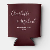 Rafraîchisseur Pour Canette Deep Burgundy Script Minimalist Wedding (Devant)