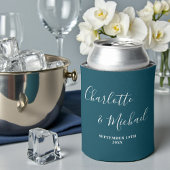 Rafraîchisseur Pour Canette Deep Teal Script Minimalist Wedding