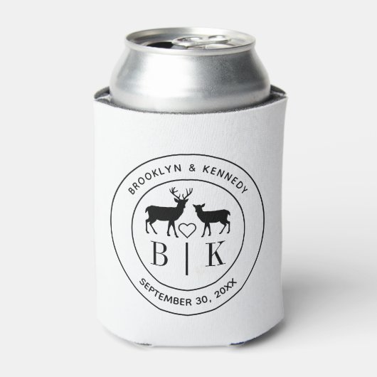Rafraîchisseur Pour Canette Deer Monogram Mariage campagnard rustique Nom du c (Can devant)