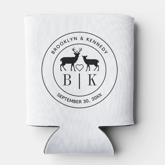 Rafraîchisseur Pour Canette Deer Monogram Mariage campagnard rustique Nom du c (Dos)