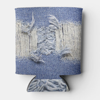 Rafraîchisseur Pour Canette Dénim bleu déchiré : texture de jeans.