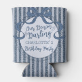 Rafraîchisseur Pour Canette Denim Coquette Bow Blue Jean Baby Birthday Favor (Dos)
