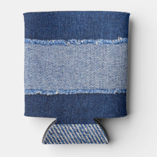 Rafraîchisseur Pour Canette Dénim déchiré : tissu de jean bleu.