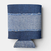 Rafraîchisseur Pour Canette Dénim déchiré : tissu de jean bleu. (Dos)