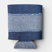 Rafraîchisseur Pour Canette Dénim déchiré : tissu de jean bleu. (Dos)