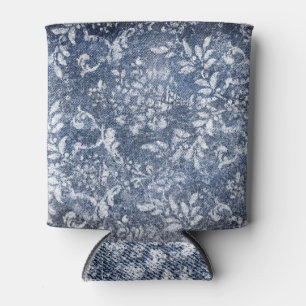 Rafraîchisseur Pour Canette Denim floral défraîchi : Arrière - plan texturé gr