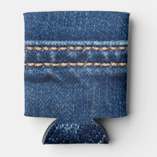 Rafraîchisseur Pour Canette Dénim piqué : texture du jean closeup.