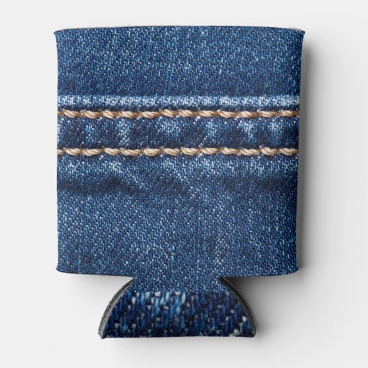 Rafraîchisseur Pour Canette Dénim piqué : texture du jean closeup. (Devant)
