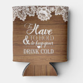 Rafraîchisseur Pour Canette Dentelle blanche Grange rustique Bois Monogramme M (Devant)