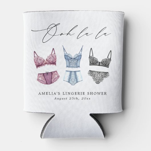 Rafraîchisseur Pour Canette Dentelle française pour lingerie Shower de mariage (Devant)