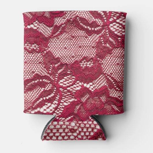 Rafraîchisseur Pour Canette Dentelle rouge : textile jacquard élastique. (Devant)