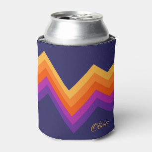 Rafraîchisseur Pour Canette Design de zigzag rouge, orange et jaune rétro