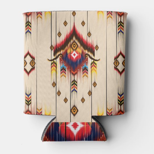 Rafraîchisseur Pour Canette Design Ethnique Géométrique Ikat Folklore. (Devant)
