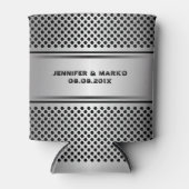 Rafraîchisseur Pour Canette Design géométrique gris-argent métallique (Devant)