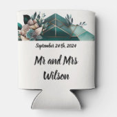 Rafraîchisseur Pour Canette Design géométrique vert moderne Fleur rose (Dos)