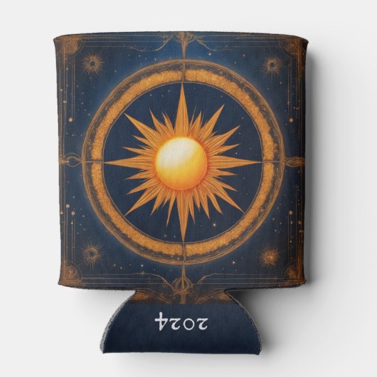 Rafraîchisseur Pour Canette Design graphique Eclipse solaire Ajouter un nom (Dos)