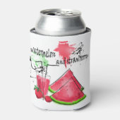 Rafraîchisseur Pour Canette Dessin d'aquarelle de pastèque et fraises (Can devant)